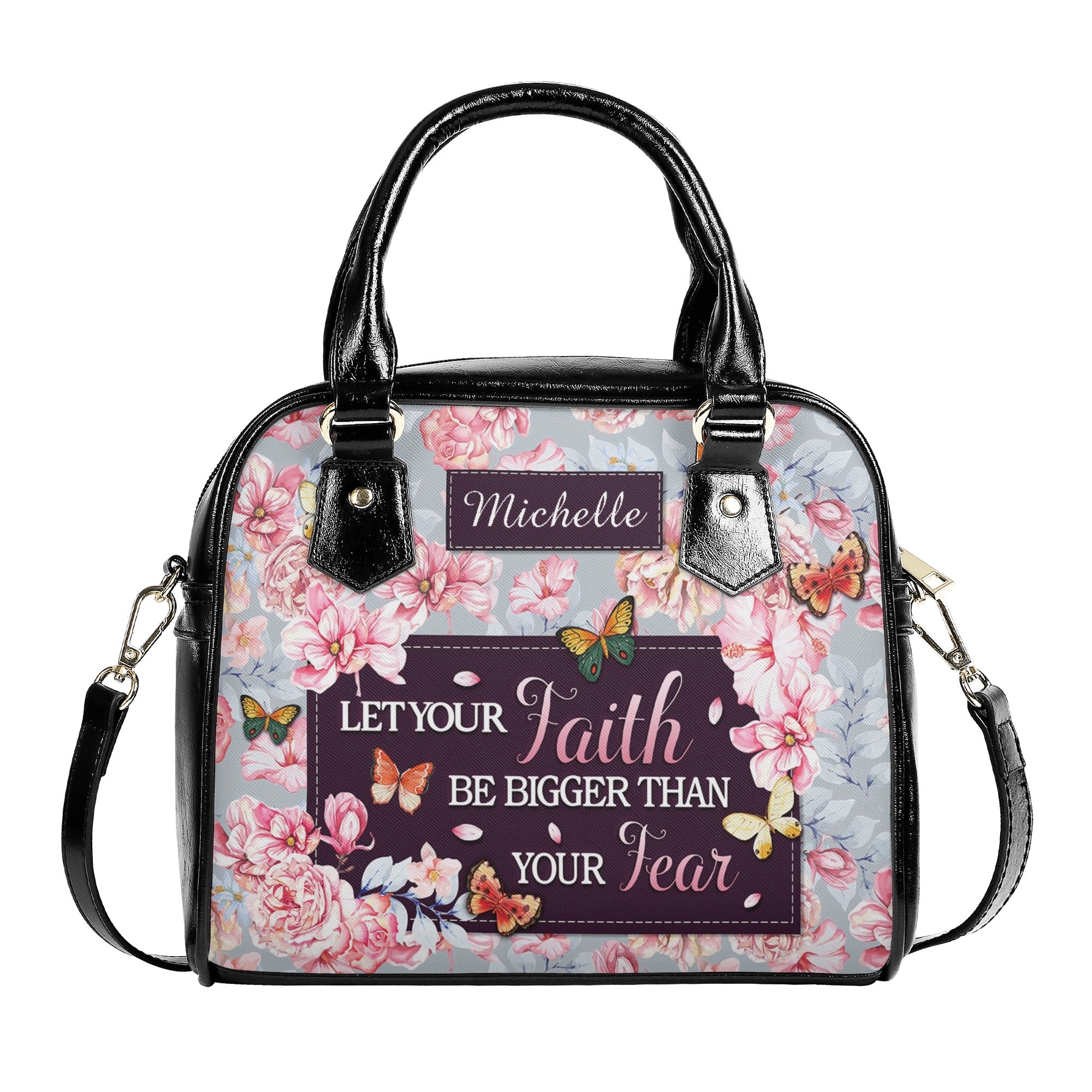 Let Your Faith Be Bigger Than Your Fear Leather Bag, Custom Leather Bag With Bible Verse. BLAF08